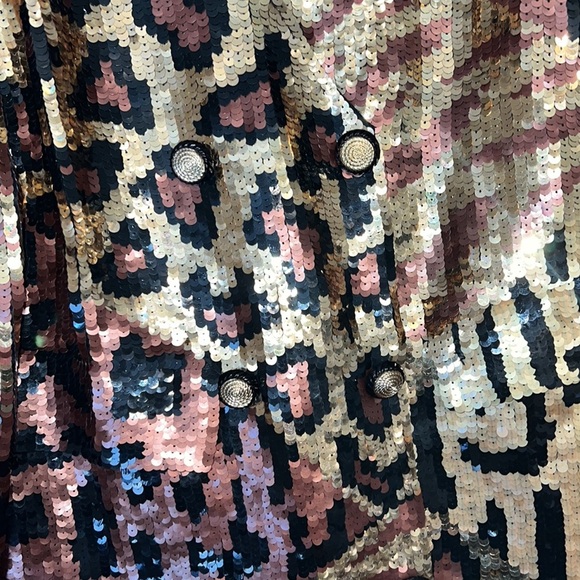 Vintage 1980’s Sequined Leopard Blazer French Collizioni Size L - Picture 5 of 12